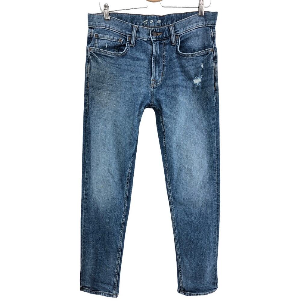 Old Navy (32x30) Womens Blue Slim Skinny Jeans Distressed Mid Rise Denim - Picture 2 of 9